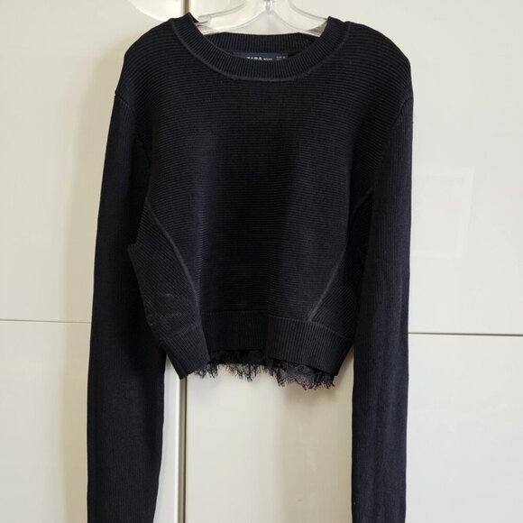 Zara cropped Lace Trim Sweater - Picture 2 of 9